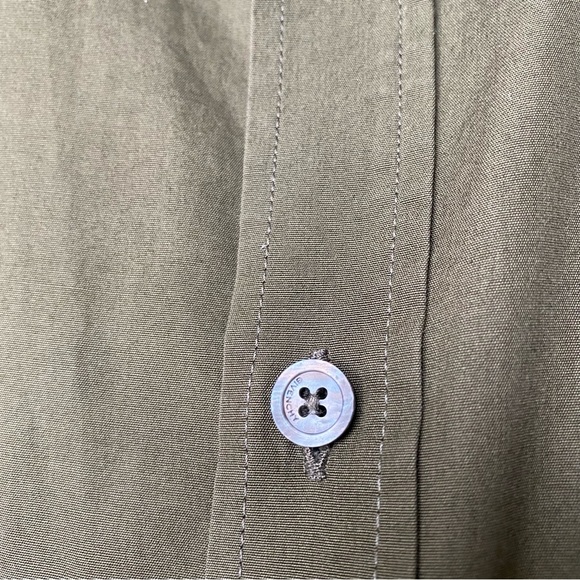 Givenchy Paris Plaid Sleeve Designer Button Up Olive Green Shirt Medium - Picture 16 of 16